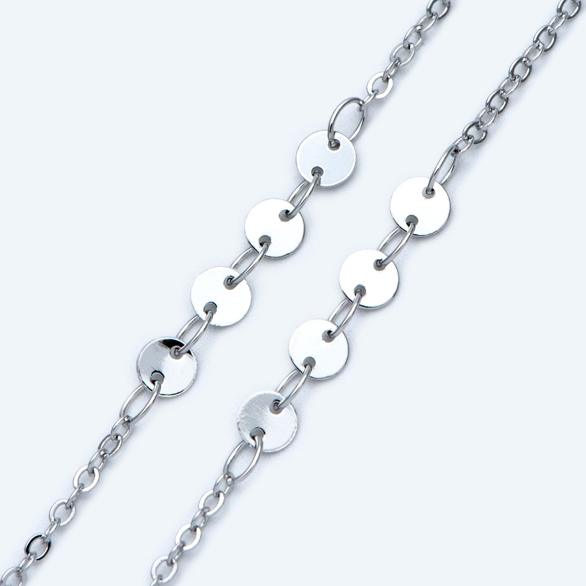 Gold/ Silver/ Rose Gold Cable Chain with Round Disc 4mm, Disk Beaded Chain, Geometric Jewelry Chain (#LK-190)/ 1 Meter=3.3 ft